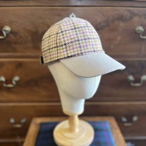 Baseball Cap - Beige/Lilac Dogtooth Tweed / Beige Peak