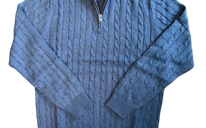 Blue Cable Knit Half Zip Top
