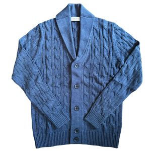 French Navy Cable Knit Cardigan