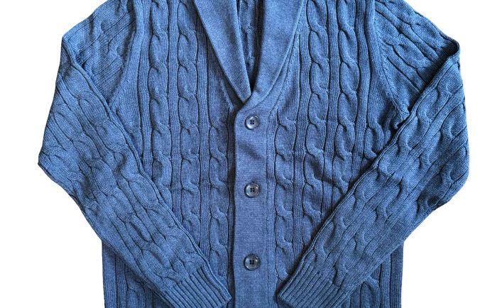French Navy Cable Knit Cardigan