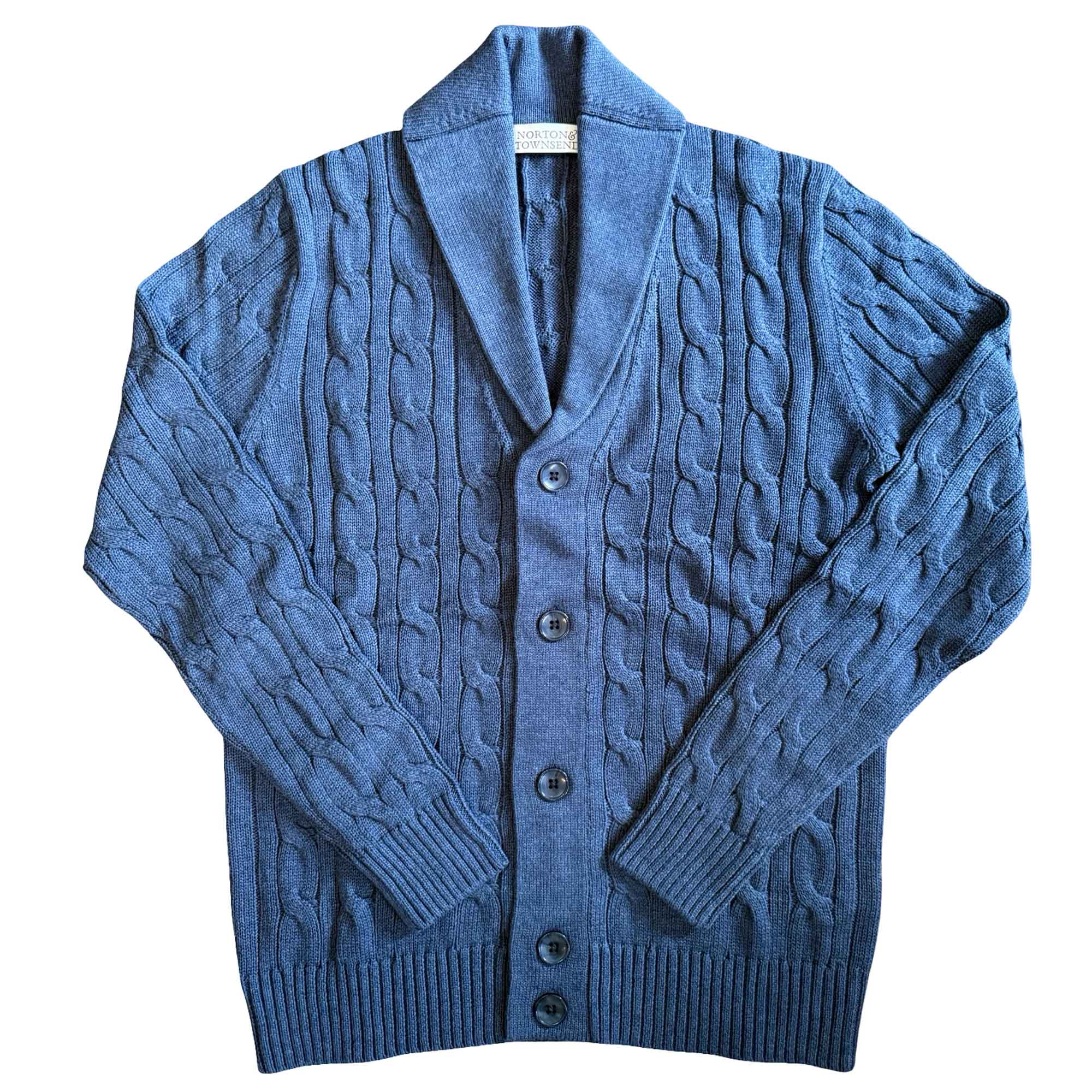 French Navy Cable Knit Cardigan