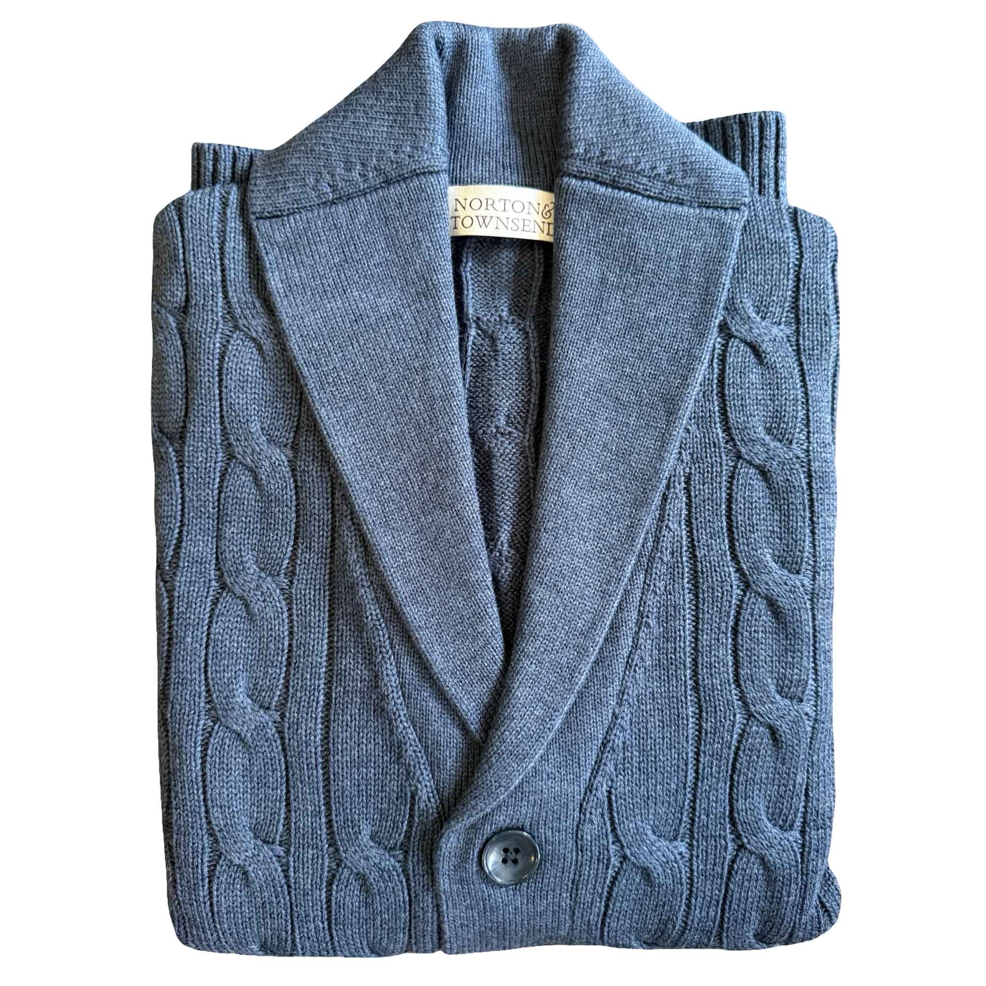 French Navy Cable Knit Cardigan - Image 2