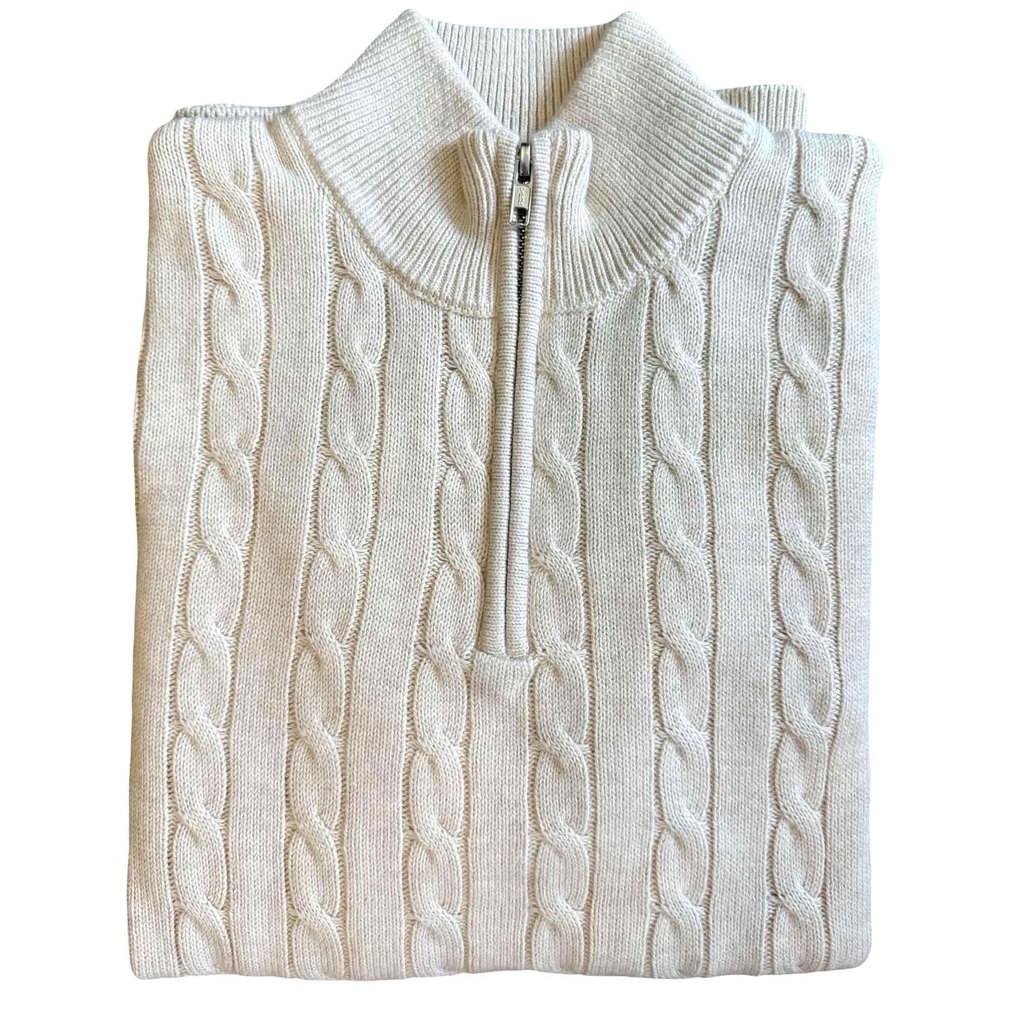 Ivory Cable Knit Half Zip Top - Image 3