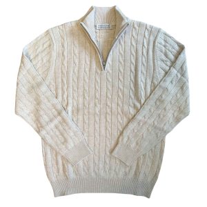 Ivory Cable Knit Half Zip Top