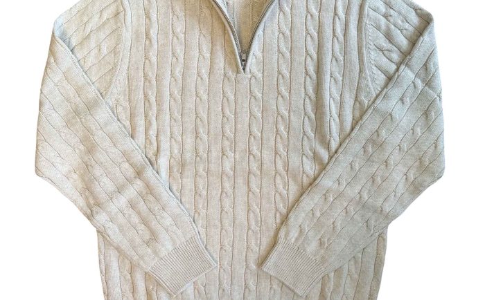 Ivory Cable Knit Half Zip Top